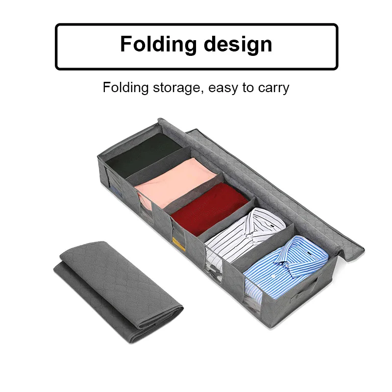 Non Woven Fabric Bed Bottom Storage Bag Wardrobe Clothes Dustproof Moisture Proof Finishing Folding Quilt | Дом и сад