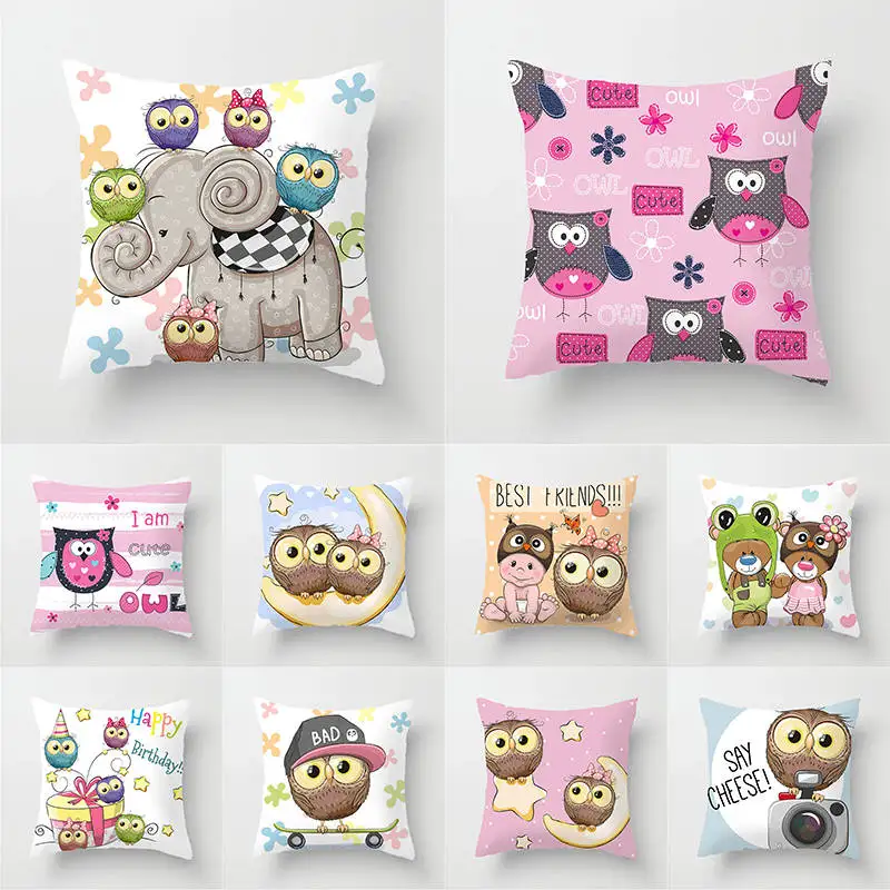 Мультяшная наволочка для подушки с принтом совы семейный чехол рисунком птицы