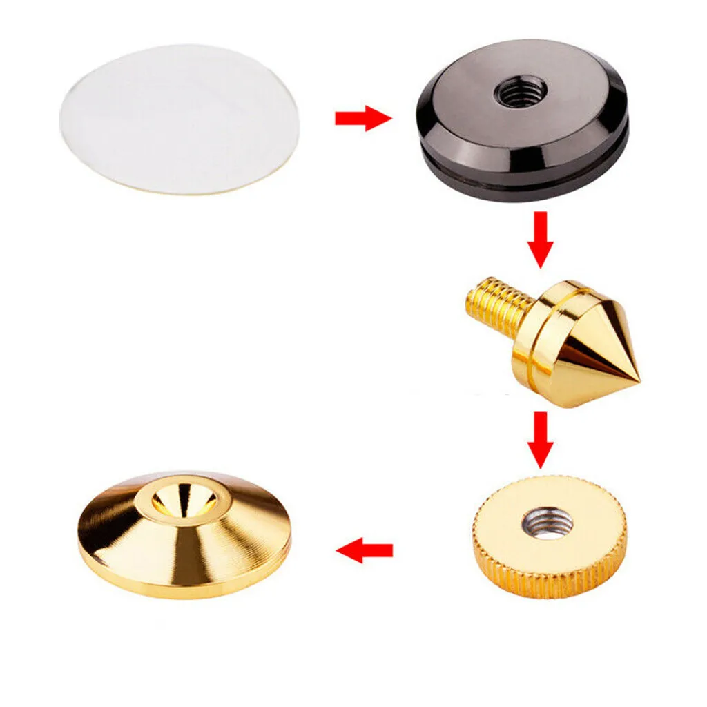 1Sets Gold Speaker Spikes Subwoofer Isolation CD Amplifier Turntable Pad Stand Feet #Y5 | Обустройство дома