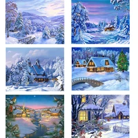 snow scene diy painting by numbers picture drawing coloring by numbers scenery acrylic chilren adult diy frame