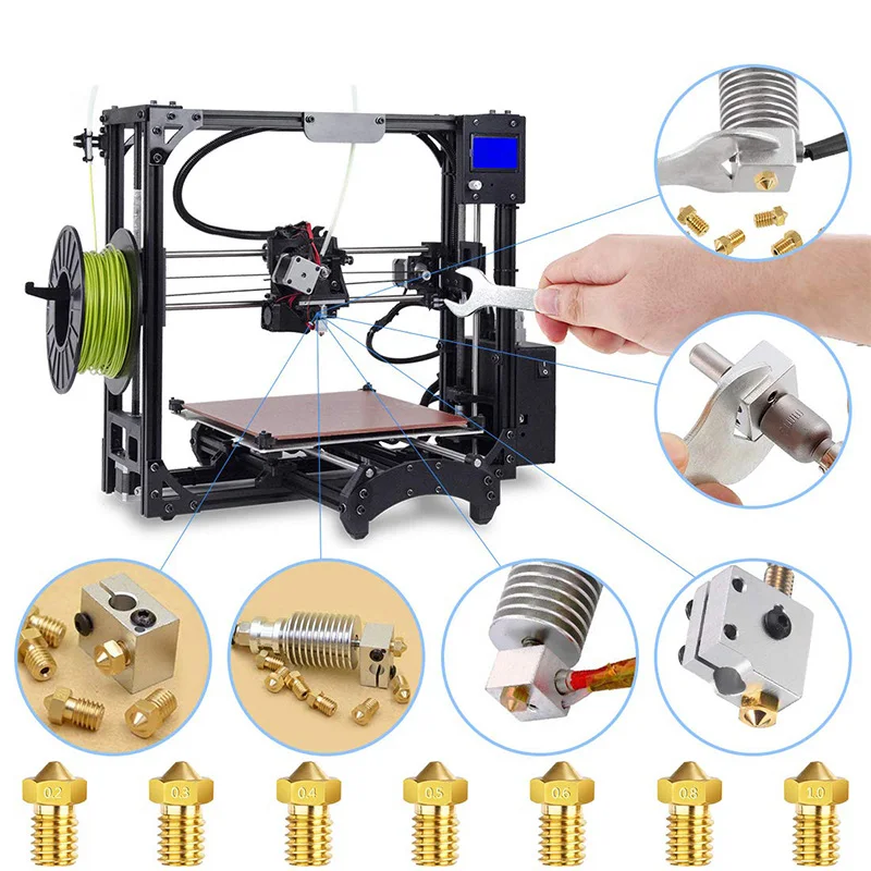 Форсунка для 3D принтера с набором гаечных ключей 28 шт. латунный экструдер