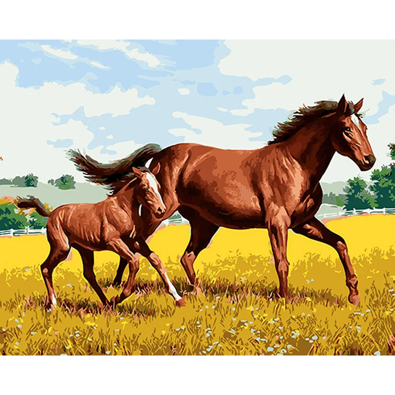 

Painting By Number Horse Animal Oil Picture Acrylic Paints HandPainted Coloring Drawing On Canvas Farame DIY Kits Home Decor Art