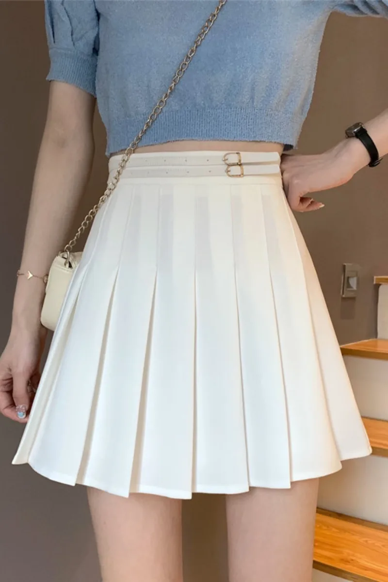 

women skirt Spring and summer 2021 new Korean retro high waist slim pleated skirt A-line skirt skirt