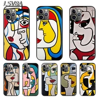picasso abstract art for apple iphone 12 11 xs pro max mini xr x 8 7 6 6s plus 5 se 2020 black silicone cover phone cross