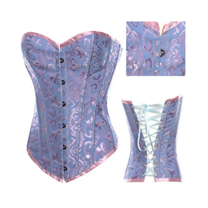 Пикантный жаккардовый корсет-бюстье из парчи Женский облегающий корсет черная