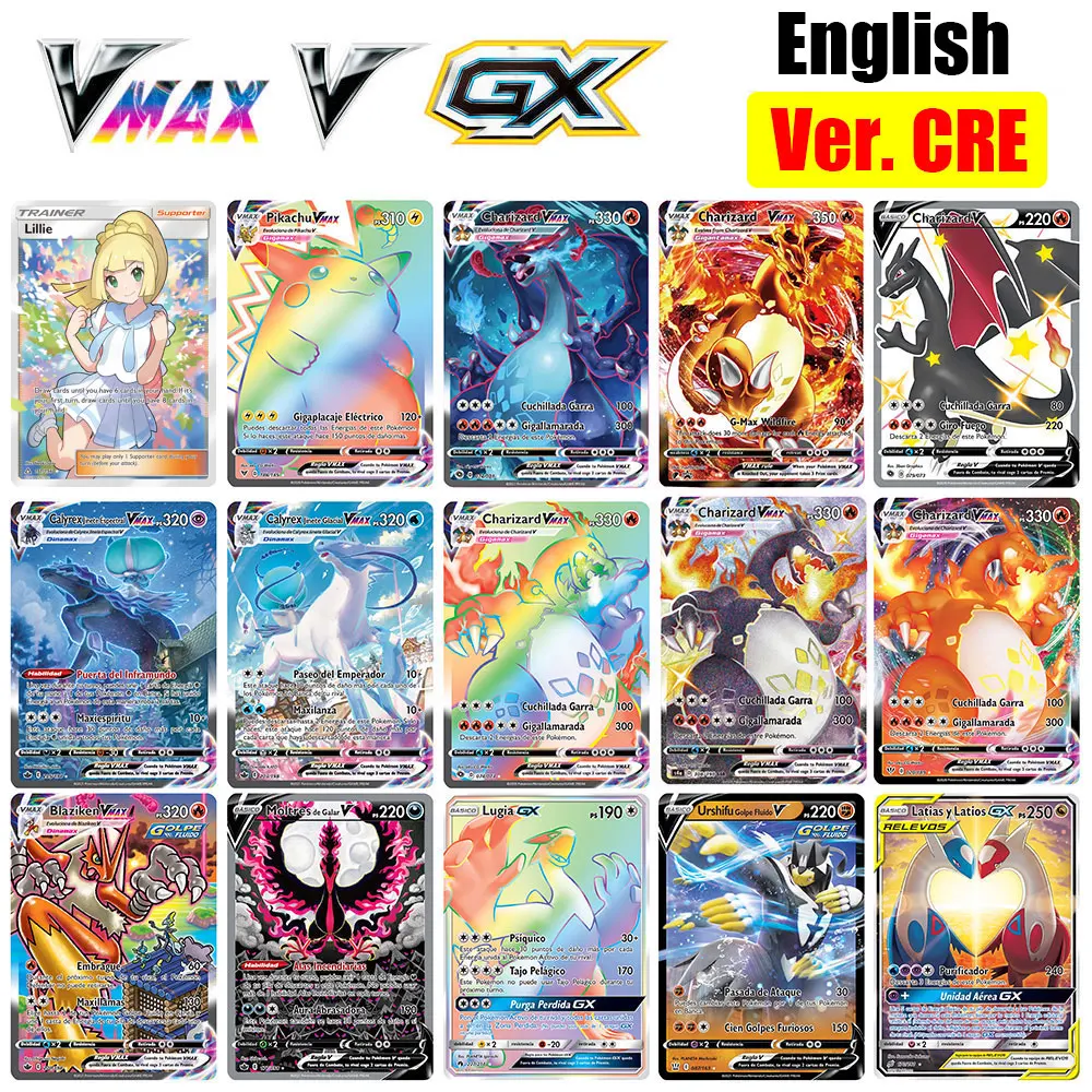 

2021 New Pokemon Cards Holographic Bord Game Vmax GX Mega Tag Team Energy Trading Card Game English Version Kids Gift