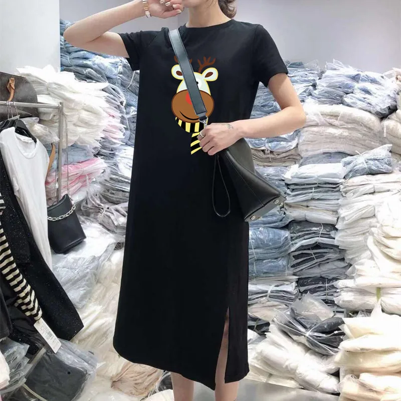 

2021 Spring And Summer Casual Elegant Printing Women'S Clothing Plus Size Knee-Length Office Lady Vintage Loose Dress Women
