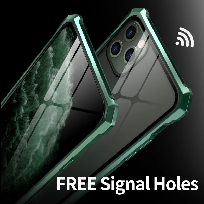 Металлический стеклянный чехол для телефона iphone 11 Pro Max 2019 противоударный