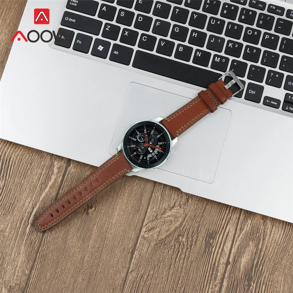 22 мм ремешок из натуральной кожи для samsung Galaxy Watch 46 мм gear S3 huawei GT Amazfit Stratos Pace Line быстросъемный браслет