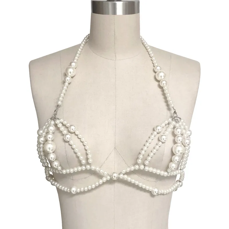 P0260 ожерелье искусственного жемчуга бюстгальтер, украшения для тела, цепочки, топ, жемчуг, сексуальные аксессуары, ювелирные изделия