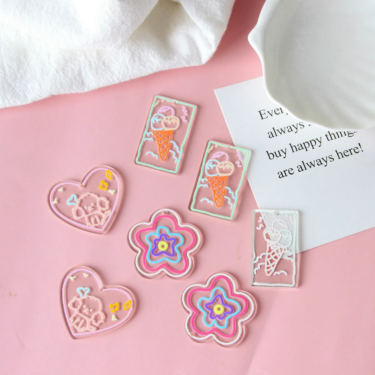 6 шт. прозрачные серьги-подвески с цветами из акрила | Украшения и аксессуары