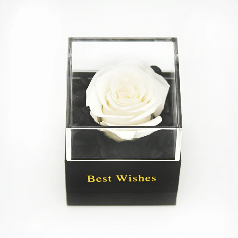 white rose 9 стилей вечные розы цветы с подарочной коробкой поздравительная открытка Forever Rose новогодние подарки для женщин Прямая поставка - Color: white rose