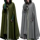 Женская накидка с капюшоном, черная однотонная накидка-пончо в готическом стиле, плащ с капюшоном, накидка для косплея, Y2K, Осень-зима