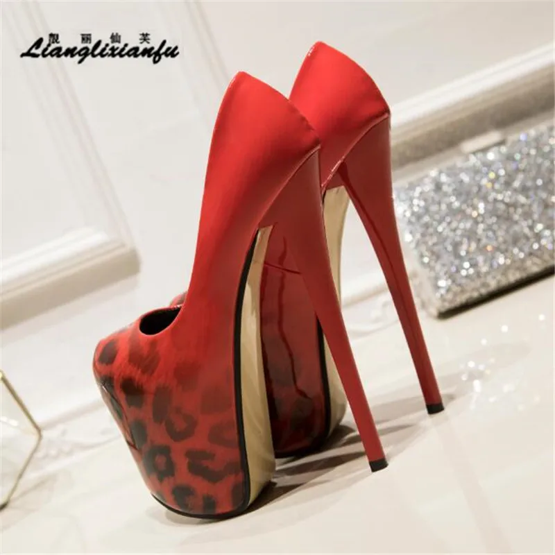 Женские туфли лодочки LLXF с круглым носком Фетиш SM ультратонкий каблук 20 см