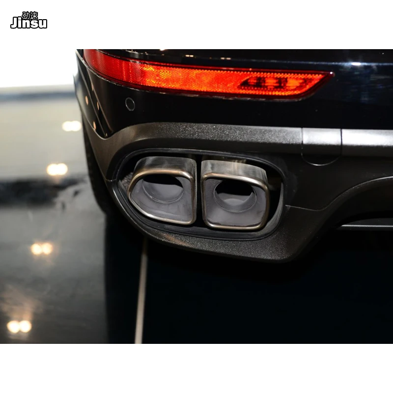 Серебряные квадратные выхлопные наконечники глушитель труба для Porsche Cayenne 958 2 2015