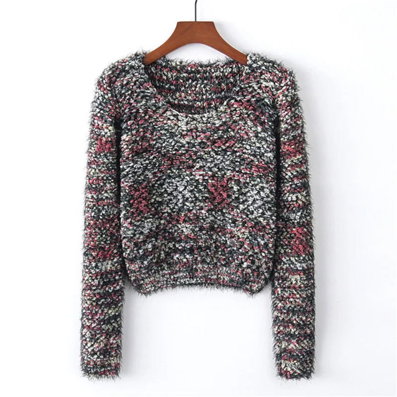 Зимние женские укороченные свитера и пуловеры повседневный укороченный свитер с