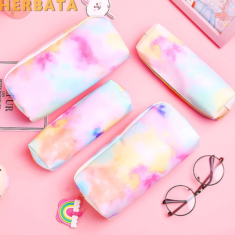 Школьный кавайный пенал сумка косметичка из искусственной кожи большой для