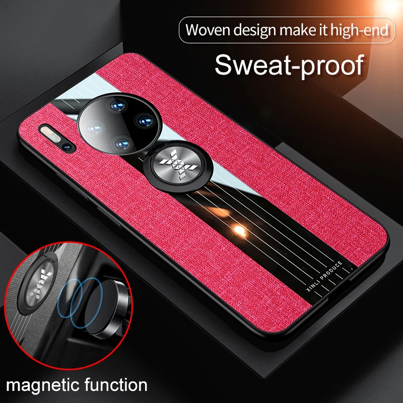 

For Huawei Mate 30 PRO Case Magnetic Finger Ring Car Holder Leather Case For Huawei Mate 30 Full Protection Matte Silicone Cover