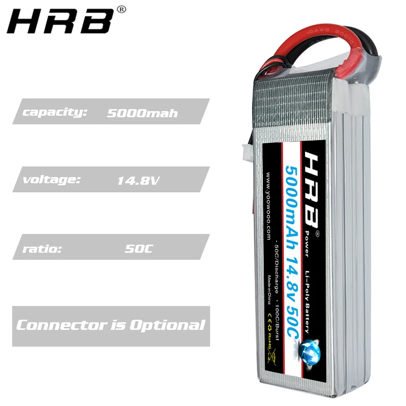 аккумулятор hrb lipo 4s 148 в 5000 мач 50c ec5 xt90 xt60 deans t