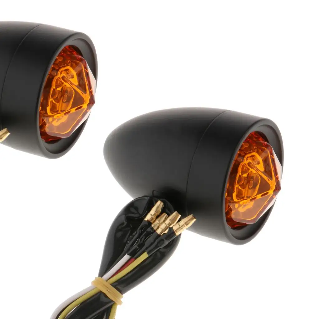 

Set of 2 Motorbike Amber Turn Signals Indicator Lights Front Rear Lights,High