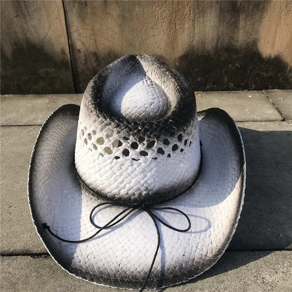 

100% Straw Women Men Hollow Western Cowboy Hat Elegant Lady Sombrero Hombre Hat Fascinator Sunbonnet Cowgirl Sun Hat