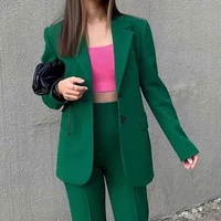 2021 spring women office outerwear ol casual coat buttons lapel loose suits jacket long sleeve notched collar blazer mujer