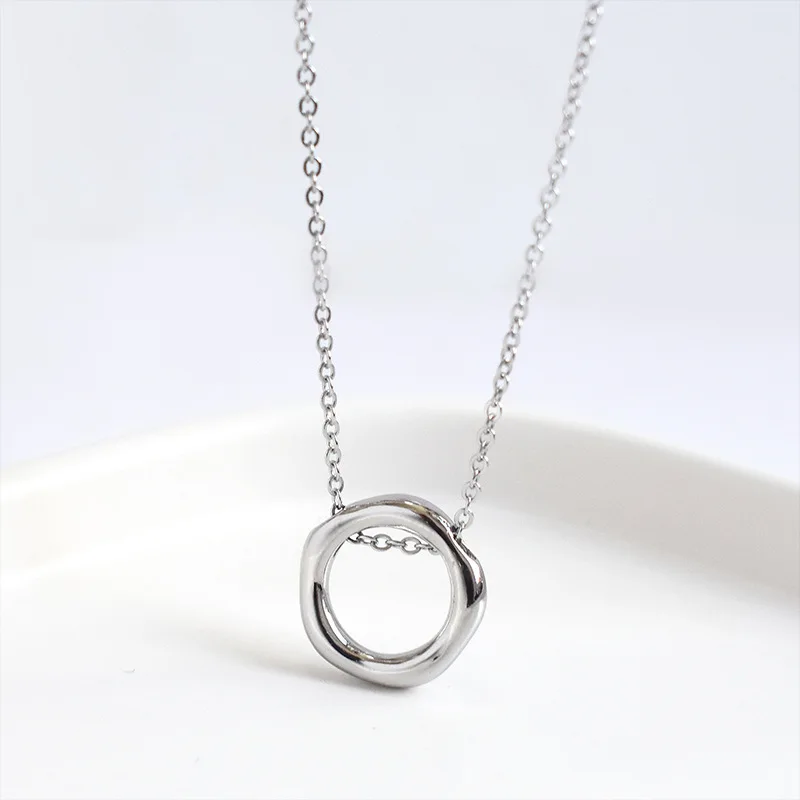 

S925 Sterling Silver New Arrivals Geometric Round Circle Clavicle Chain Necklace For Women Best Gifts Jewelry Wholesale