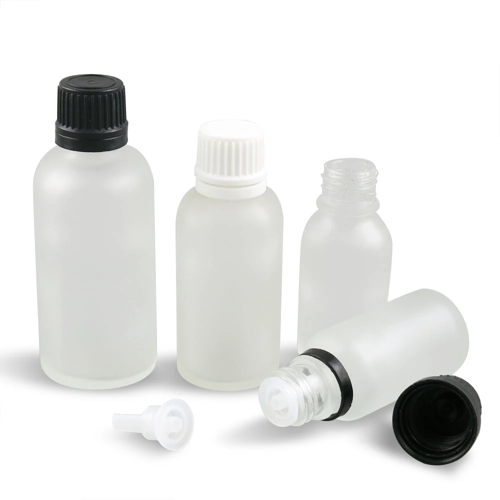 

200x5 мл 1 унции морозное масло бутылки для эфирного масла стеклянный флакон контейнер с отверстием редукторы и черный белый тампер очевидные крышки