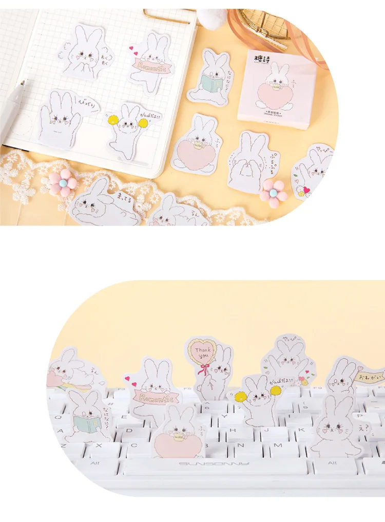 Мохамм 45 листов Kawaii мультфильм милый белый кролик Васи Маскировочная наклейка Скрапбукинг Девушка школьные принадлежности канцелярские принадлежности