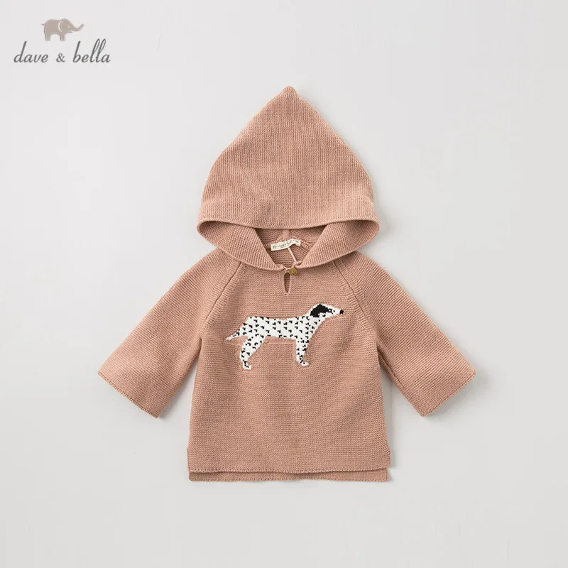 Зимний милый вязаный свитер с капюшоном для маленьких девочек DB11420 детский