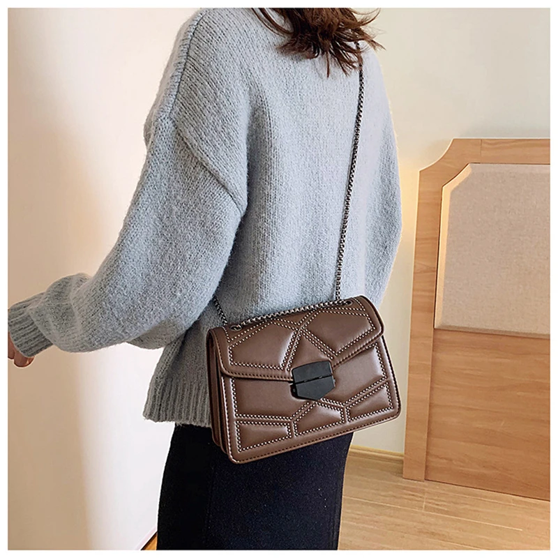 Women's Bags 2020 Studded Chain Small Shoulder Bag Luxury Handbag Well-known Brand Designer Premium Messenger Black | Багаж и сумки