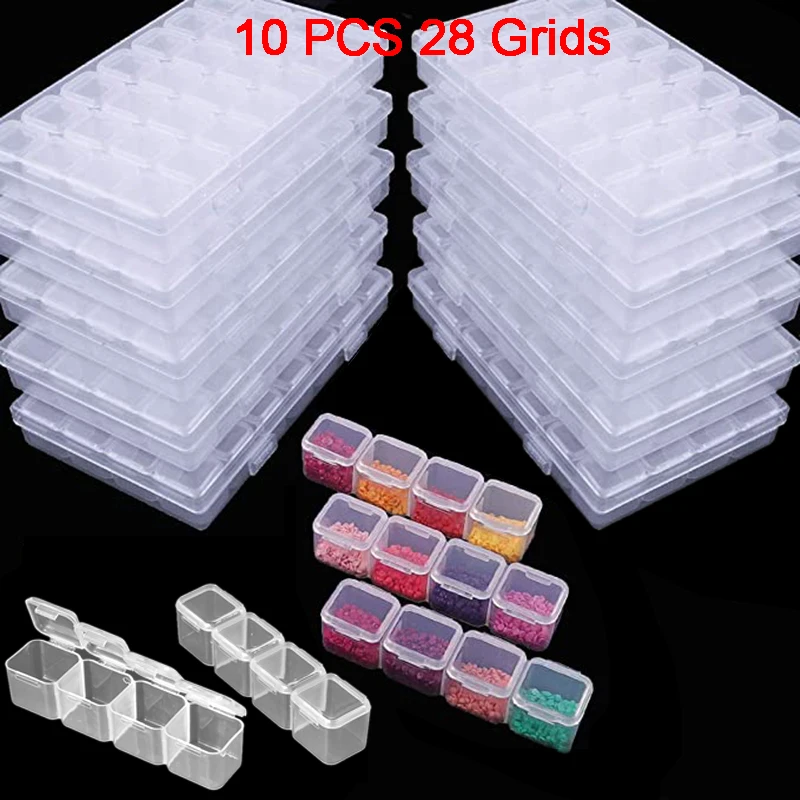 

28 Lattices Diamond Embroidery Accessories Rhinestones Storage Box Diamond Painting Tools Boxes Cross Stitch Storage Organizer