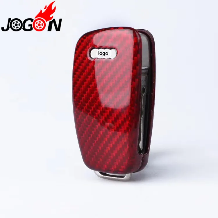 Красный чехол из углеродного волокна для автомобильного ключа с дистанционным