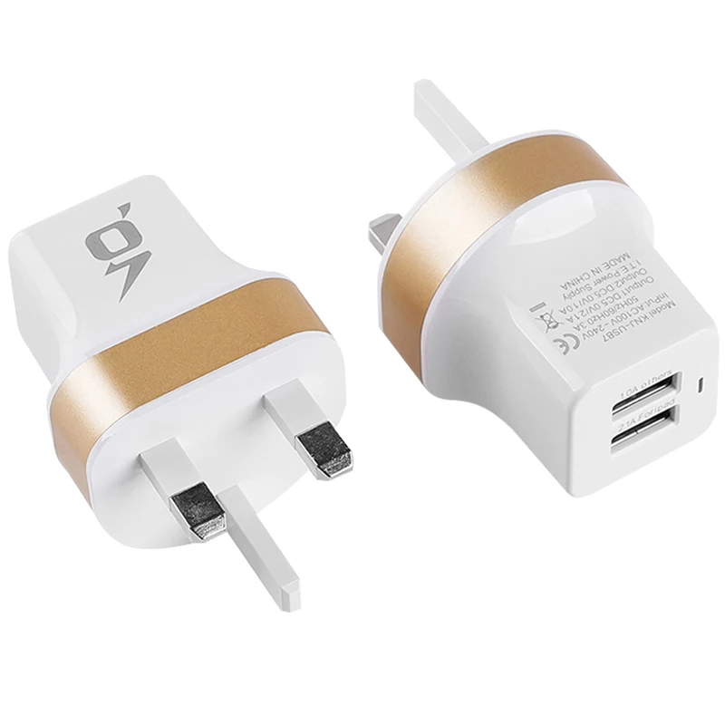 Сетевое зарядное устройство с 2 портами USB в английском стиле портативное