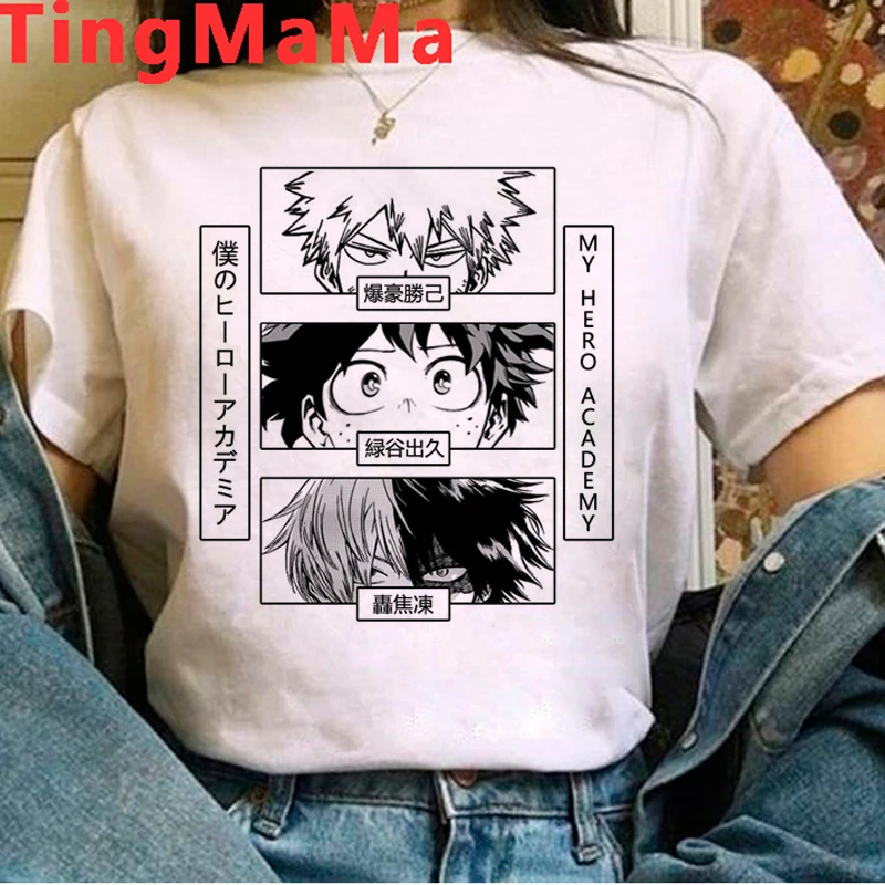 

Футболка женская с японским аниме «Моя геройская Академия», милый топ в стиле унисекс с мультяшным рисунком, Топ в стиле бнха, лето