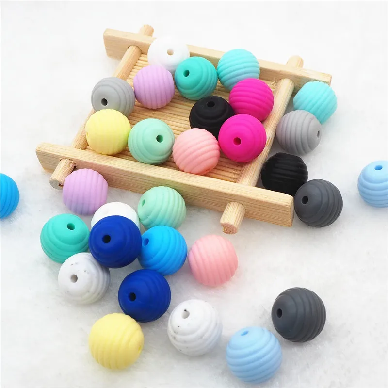 

Chenkai 20pcs Silicone Spiral Teether Beads DIY Baby Shower Pacifier Dummy Teething Montessori Sensory Jewelry Making Toy Beads