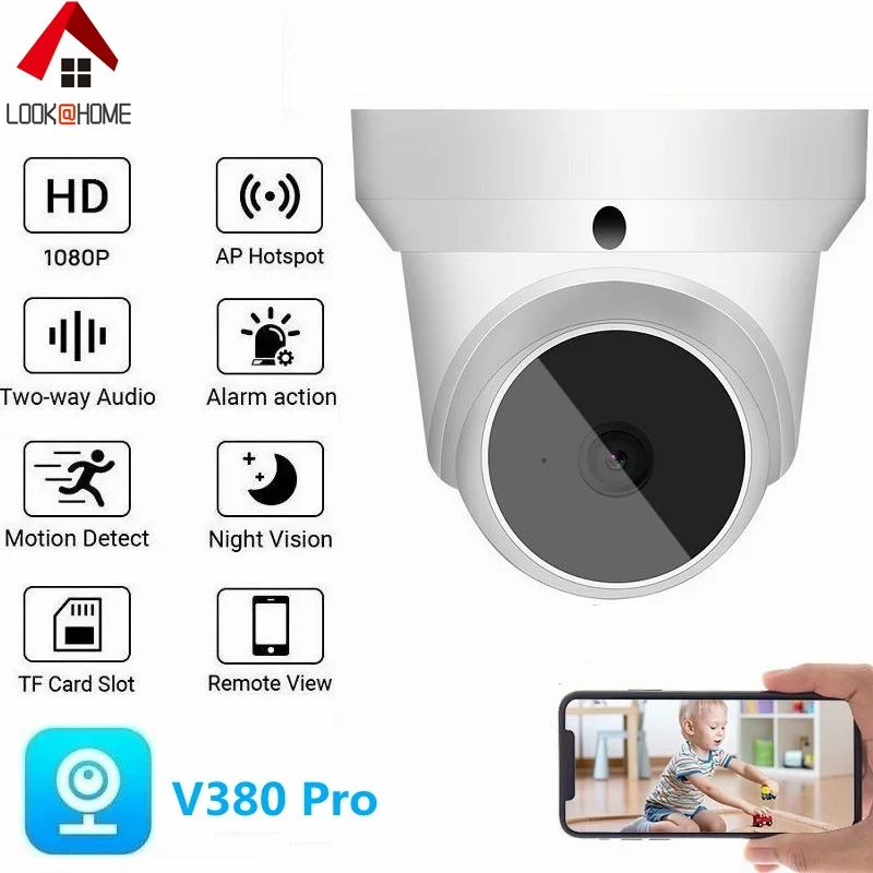 

Мини-купольная камера видеонаблюдения V380 Pro, 1080 МП, PTZ, Wi-Fi, P, Поддержка обнаружения движения, ночного видения, облачное хранилище, двустороннее аудио