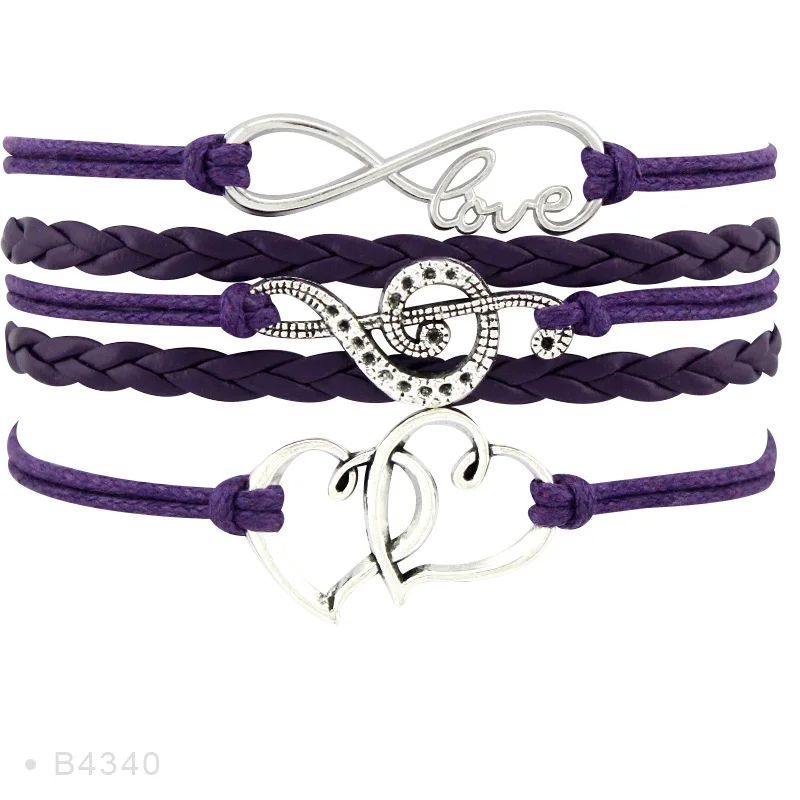 Браслет дружбы женский с кожаной обмоткой подарок в виде знака бесконечности для