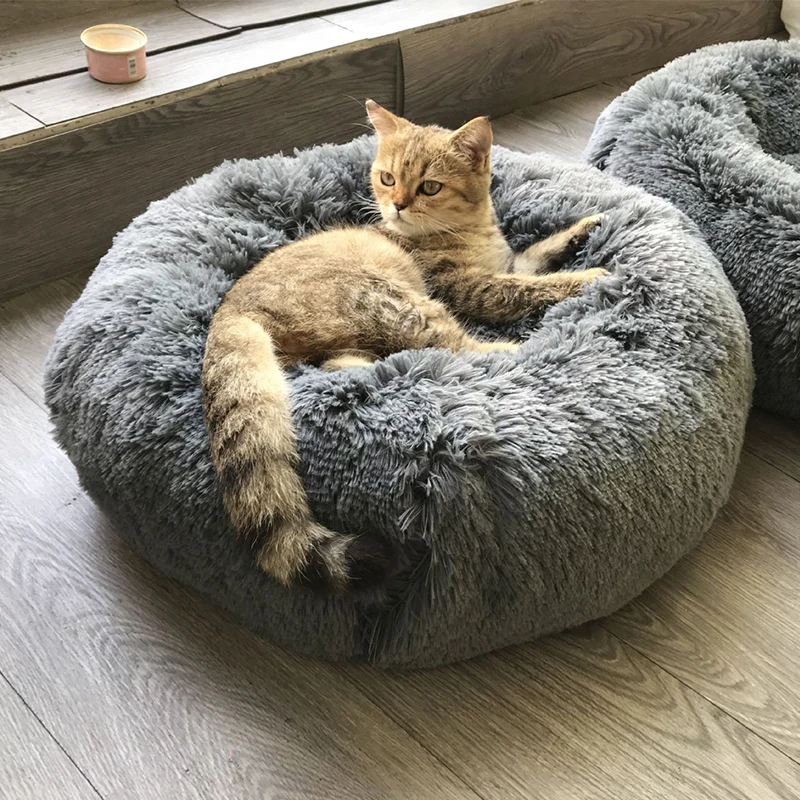 1 шт. круглая кровать для собаки кошки зимний теплый спальный лежак коврик щенка