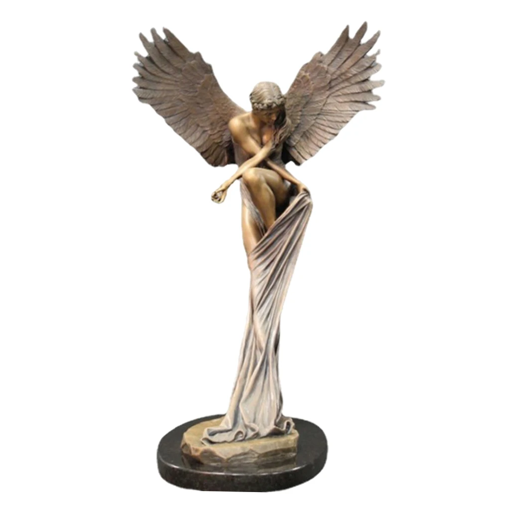 

Remembrance and Redemption Angel Religious Garden Statue, Polyresin Flying Angel Sculpture Office Desktop Decoration Artwork