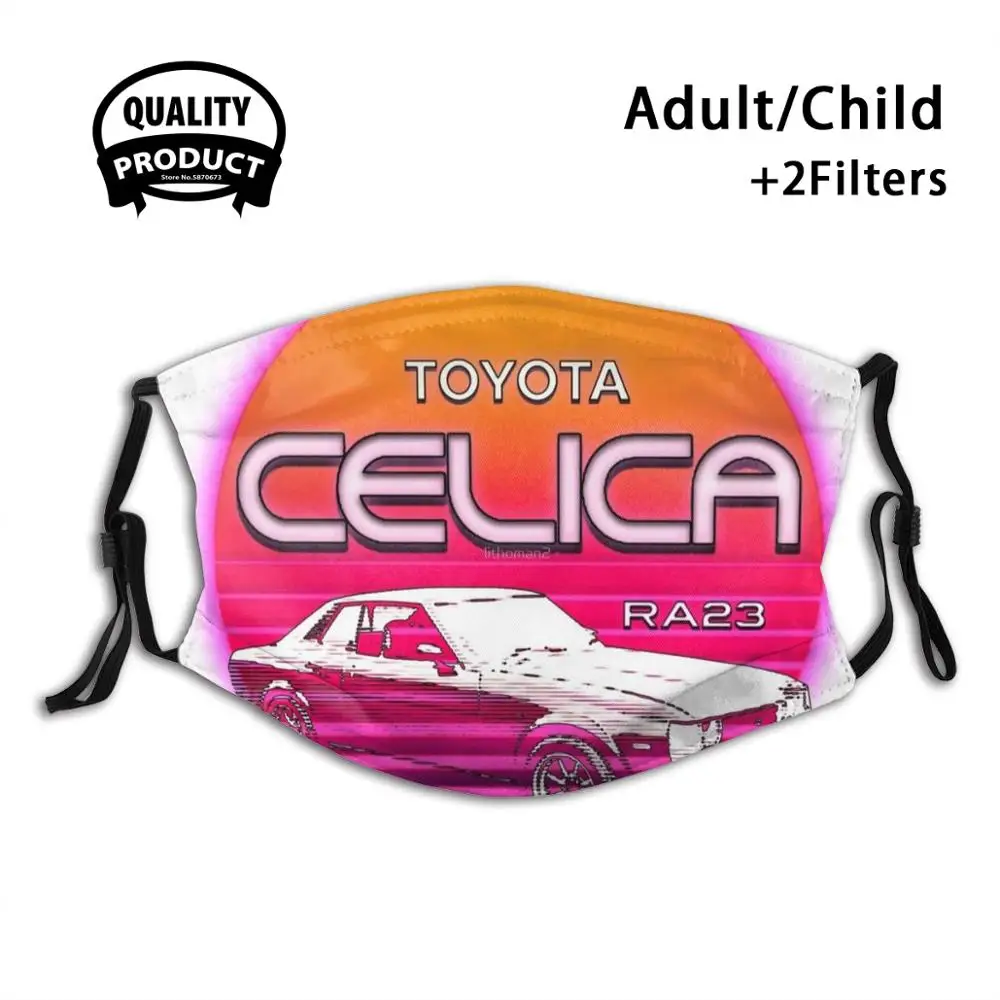 

Toyota Celica Ra23 Outrun Graphic Face Mask With Filter Synthwave Vaporwave Chaser Rx8 Jdm Rx7 Mazda Nissan Skyline Glow Retro