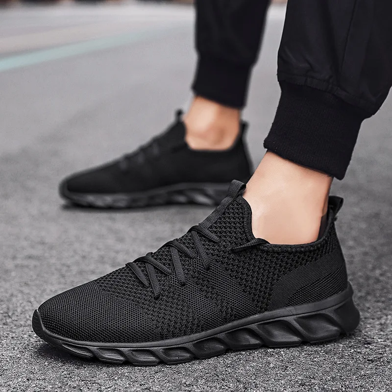 

Mesh Men Sport Sneakers Mens Shoes Breathable Unisex Lace Up Korean Fashion Shoes Size 48 Mens Black Trainers Male Casual Shoes