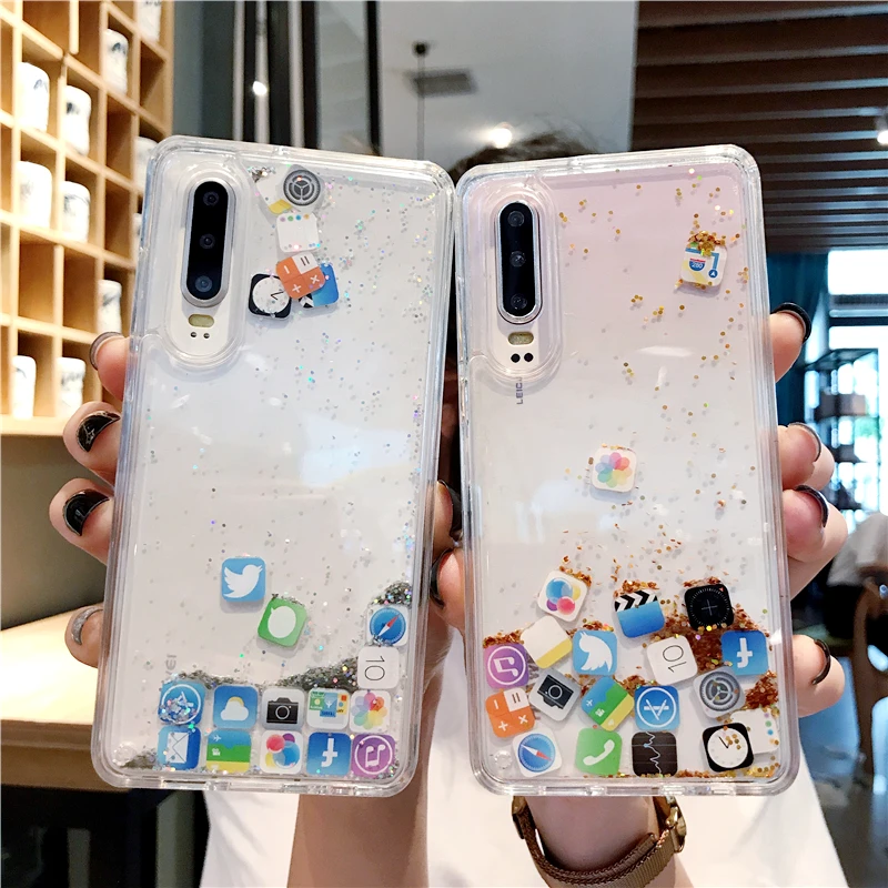 Чехол с динамической жидкостью и зыбучим песком для Huawei P20 Lite Nova 4E 3i 5 P30 Pro Забавный