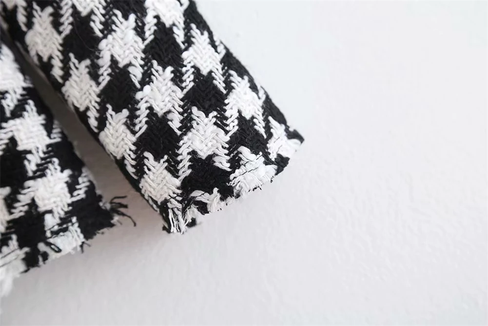 ZA осенне-зимняя новая женская куртка модное твидовое пальто Boho элегантная женская двубортная приталенная куртка с карманом