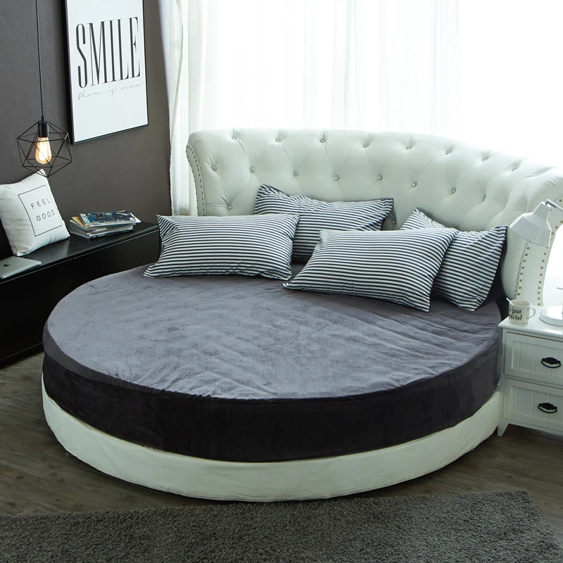 Зимняя круглая натяжная простыня кораллового цвета хрустальные бархатные