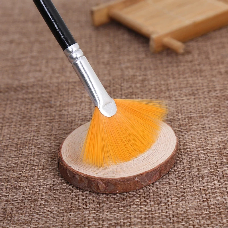 5 шт. вентилятор Форма Краски кисти черного цвета нейлоновые волосы с деревянной