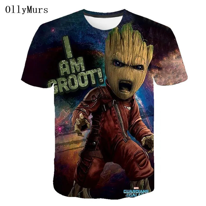 Летняя футболка с 3D принтом I AM GROOT унисекс коротким рукавом забавная