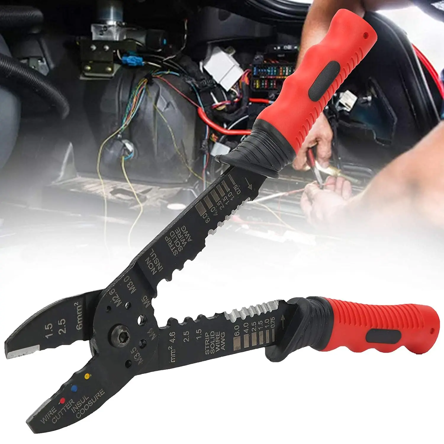 

FS-051 Terminal Crimper,High Carbon Steel Multifunction Crimping Pliers for Crimp Non-Insulated Terminals/Plug-in Connectors