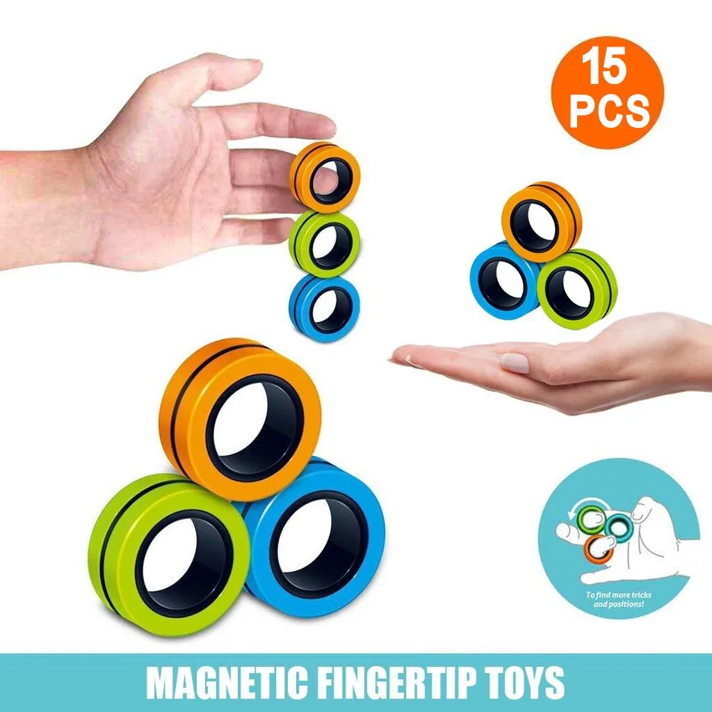 

3-15 PCs Fidget Spinner Creative Magnetic Bracelet Ring Unzip Toy Magic Ring Props Tools Anti Stress Toys Figet Toys Stress Kids