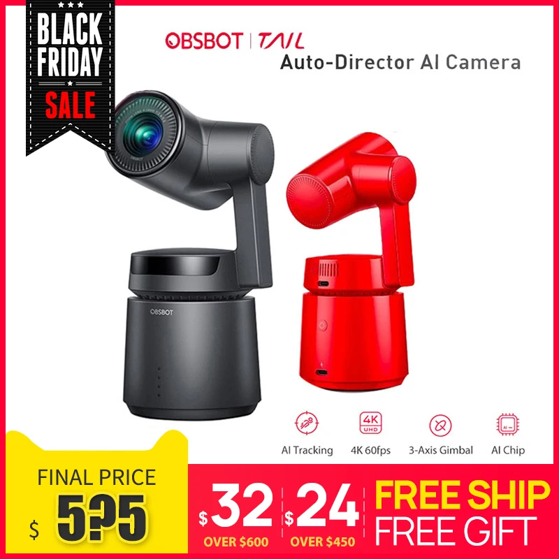 OBSBOT Tail первый в мире авто-менеджер AI камера Трек Автоматический зум Захват до 4 K/60fps vs insta360 one x evo 360 камера